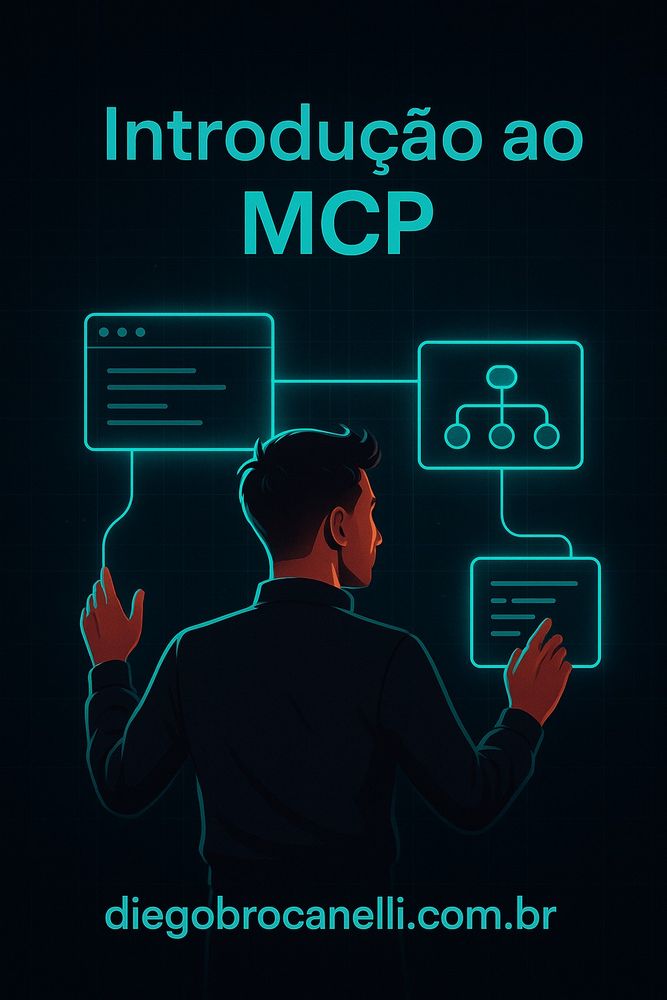 Imagem de uma pessoa mexendo em telas e montando processos, emulando a construção de um MCP (Model Context Protocol)