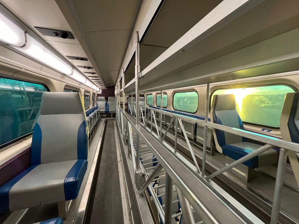 The upper deck of a traditional Metra gallery car.