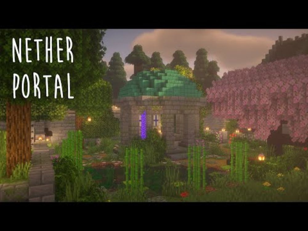 Minecraft | How to Build a Nether Portal and Park  - Minecraft Town Part 16