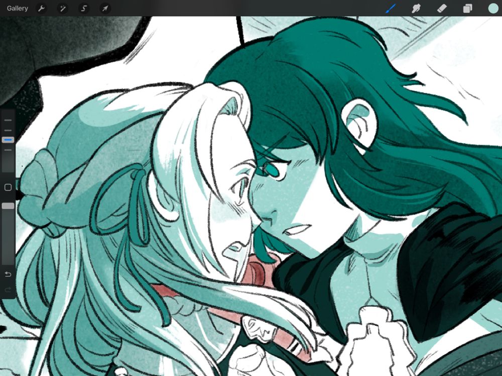 Closeup of Byleth catching Edelgard by surprise