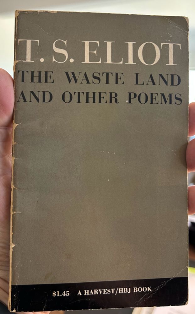 Cover of T. S. Eliot poetry collection, The Waste Land and Other Poems.