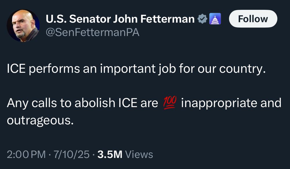 John Fetterman lauding ICE