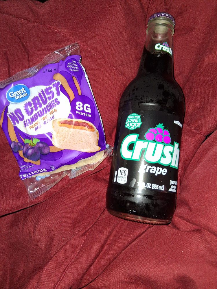 Walmart brand uncrustable and grape crush