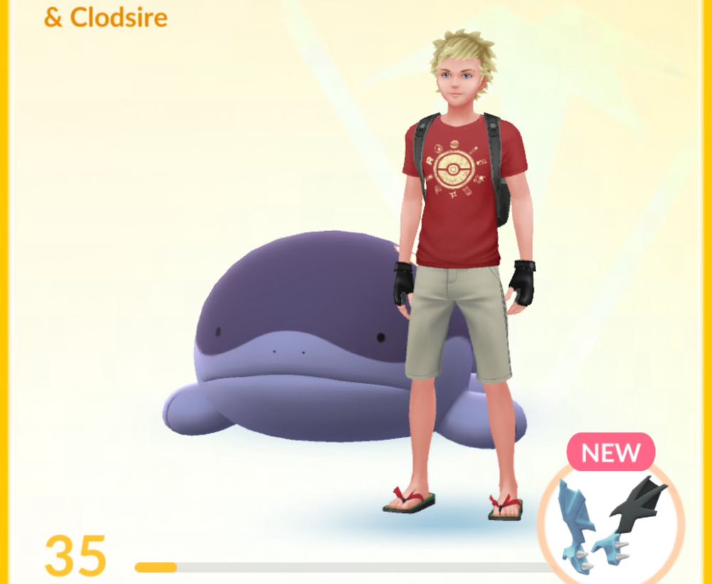 Screenshot of Pokémon go character with a shiny clodsire as their partner