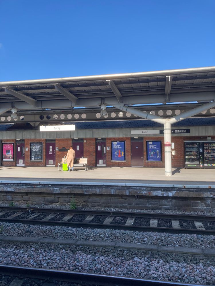 Derby station platform in the sun