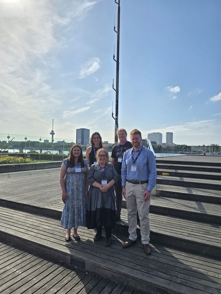 The (current) Nottingham and Peptimatrix team. A group of men and women smiling on a deck by the river