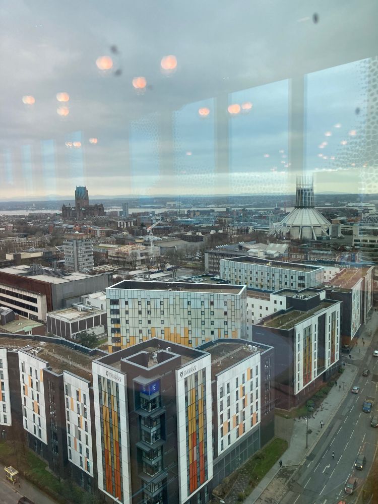 A view from a tall building out over the Liverpool skyline