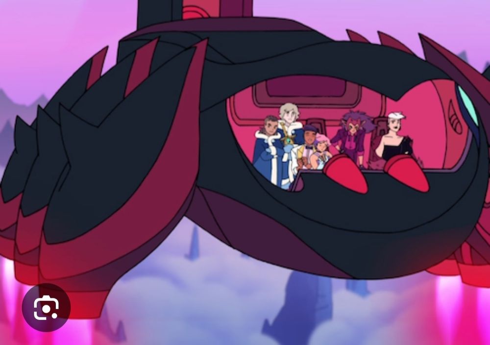 Scorpia's scorpion flying machine which had to have been built by the royal Scorpion family and maybe she got it as an heirloom. It would be cool if this thing was powered by the Black Garnet and that's why we only saw it once, in this episode. Bc Scorpia was NOT about to be like "hey Shadow Weaver can you charge this thing??" Poor machine sat with a dead battery most of the series 😔

Of course she DOES get the Black Garnet in the end and maybe THEN she can power it up and fly! 