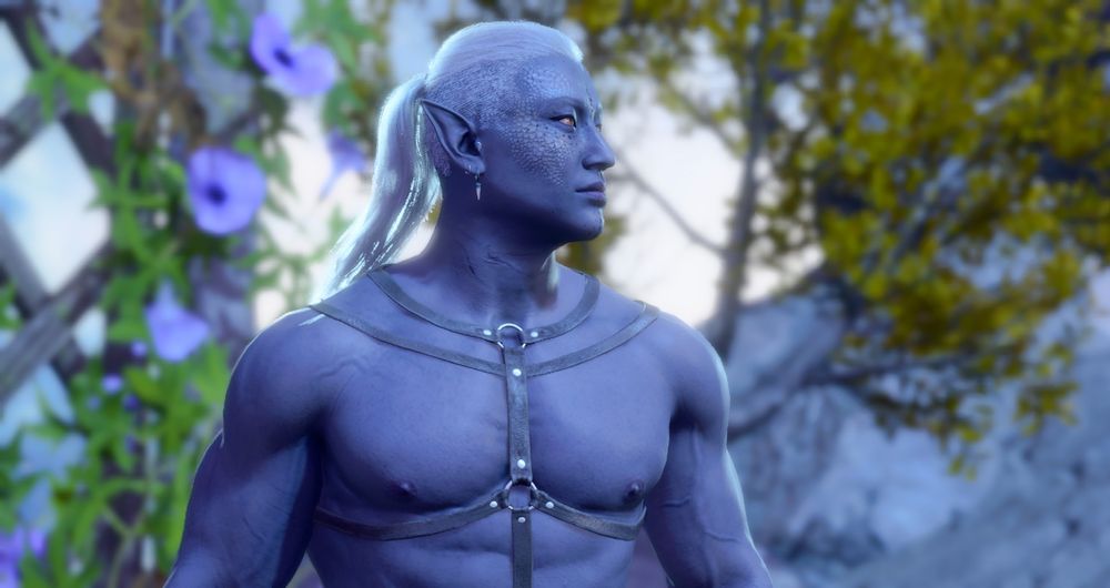 another screenshot of Raz, showing more of his chest. he's looking off to the side.
