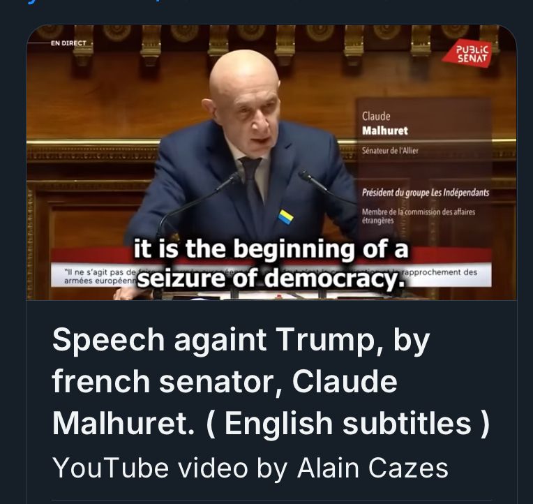  PUBLIC SENAT Claude Malhuret Sénateur de l'Allier Président du groupe Les Indépendants Membre de la commission des affaires étrangères “it is the beginning of a seizure of democracy.” rapprochement