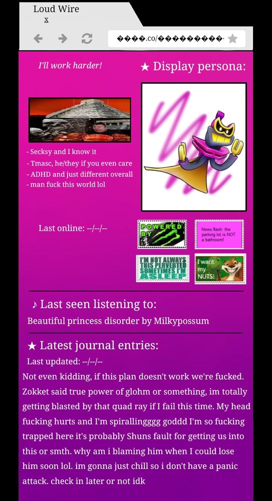 Webpage during the game 