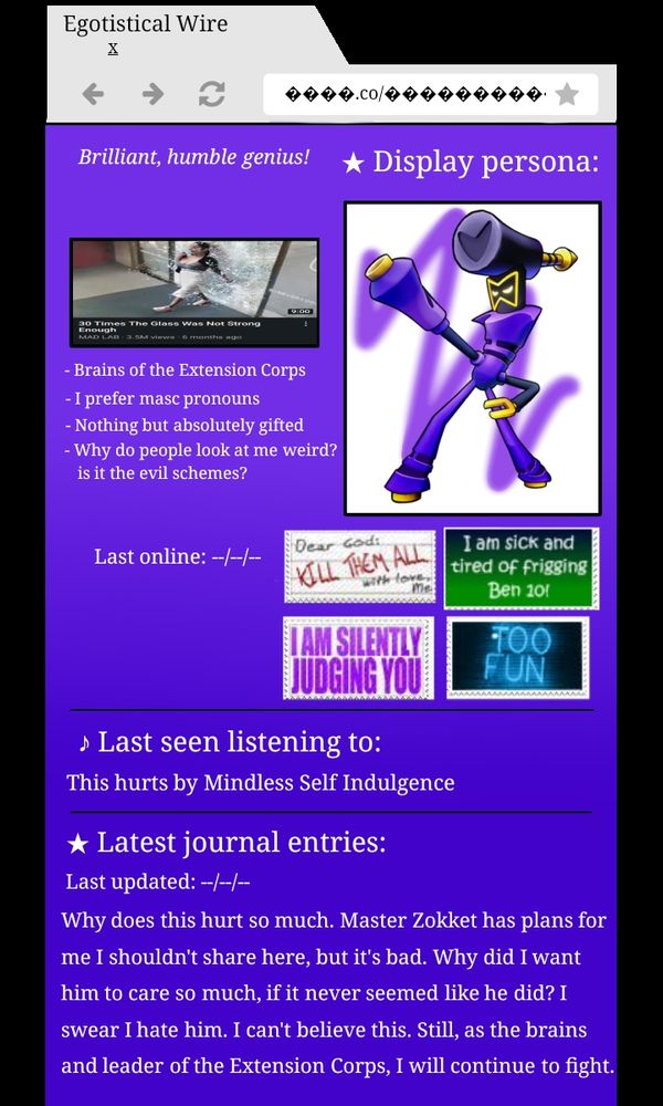 Ten's webpage during the game