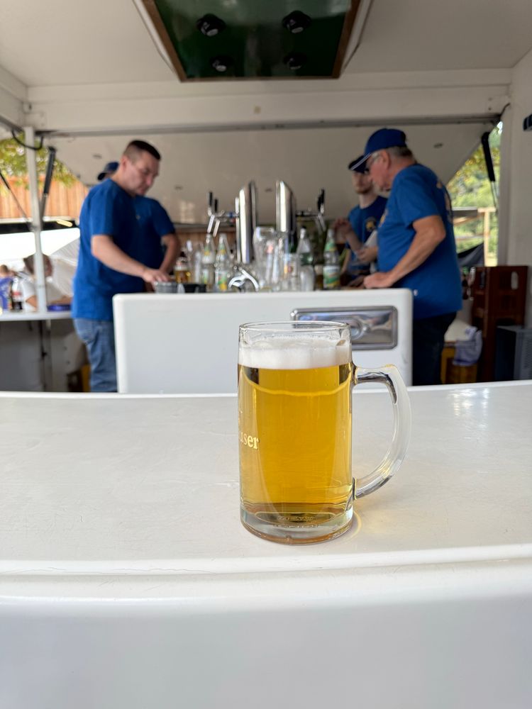 A handled glass of beer. 