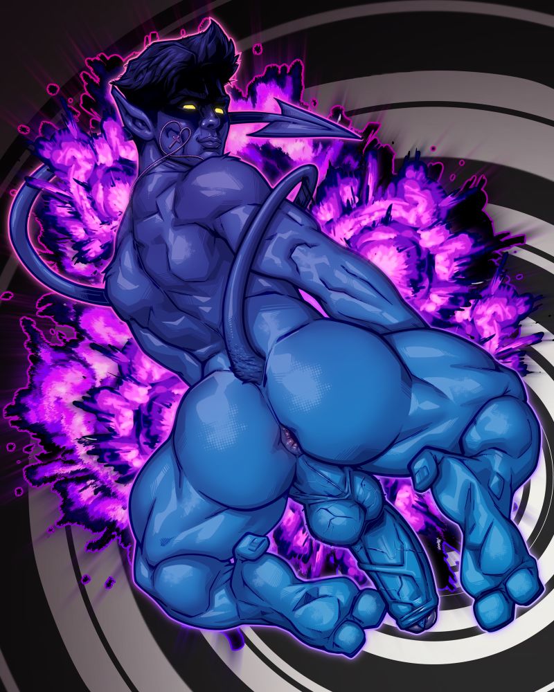 Bears drawing of the character Nightcrawler. 

#bara #nsfw #gayart