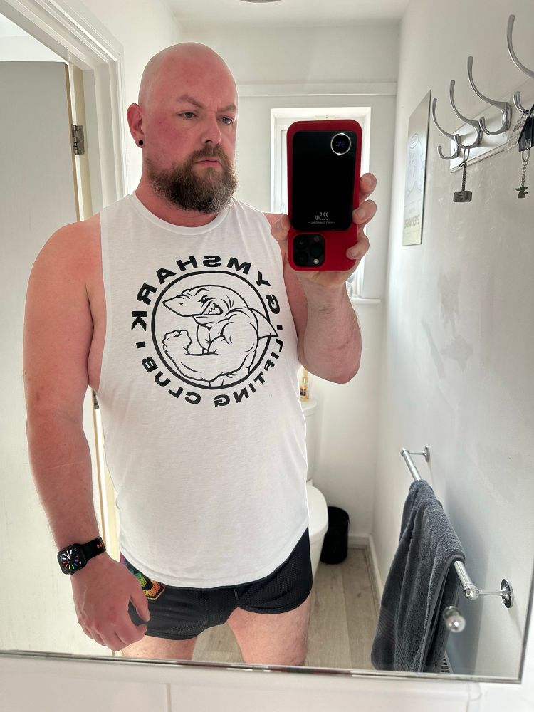 Bear in bathroom in shorts and tank #daddy #bear #Gaybears #nsfw #Fcf 