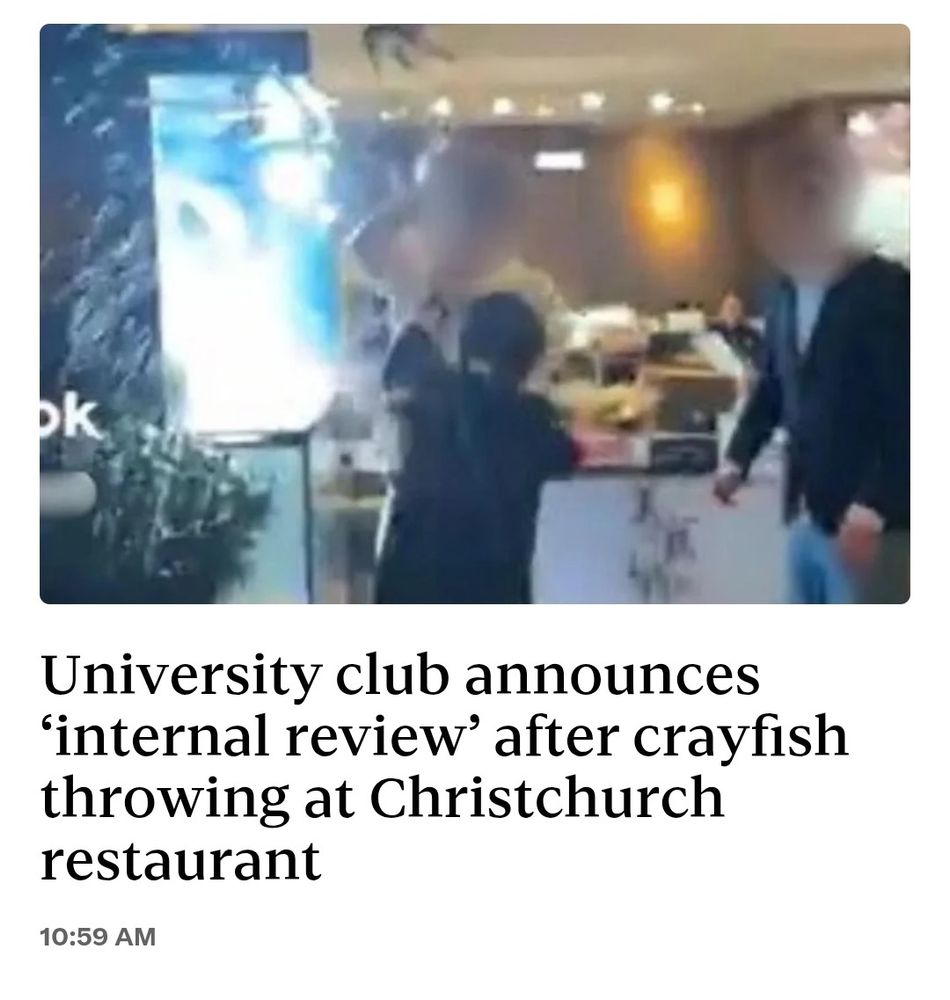 University club announces 'internal review' after crayfish throwing at Christchurch restaurant
