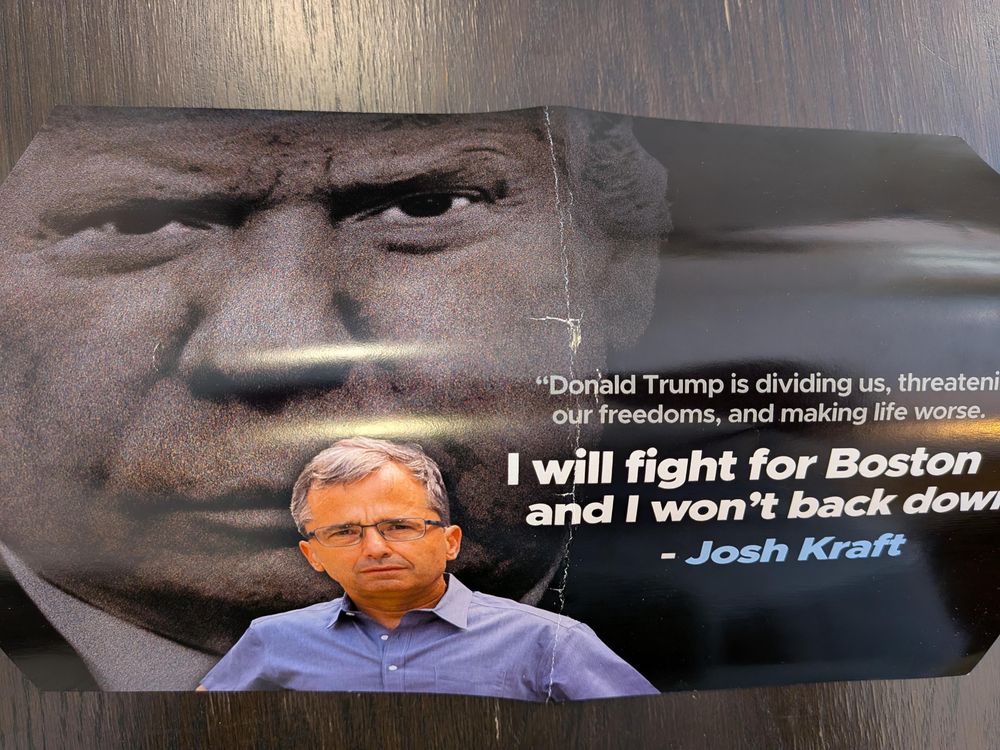 The same photo, but now with words that make it seem like the generic guy doesn't like Trump written next to the photos.