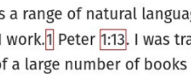 the substring “1 Peter 1:13” appearing in the middle of the generated text