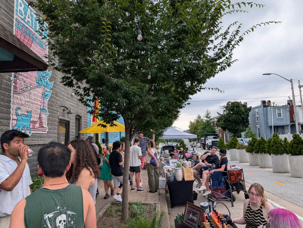 People enjoying the night market