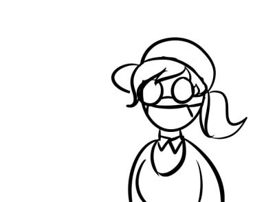 A second panel of a poorly drawn doodle of Raddagher from SCP: Find Us Alive just staring at the left.