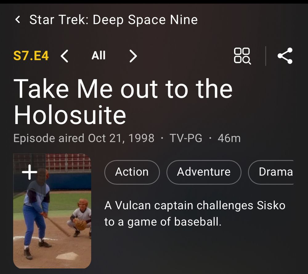 imdb screenshot of star trek deep space nine season 7 episode 4, "take me out to the holosuite"