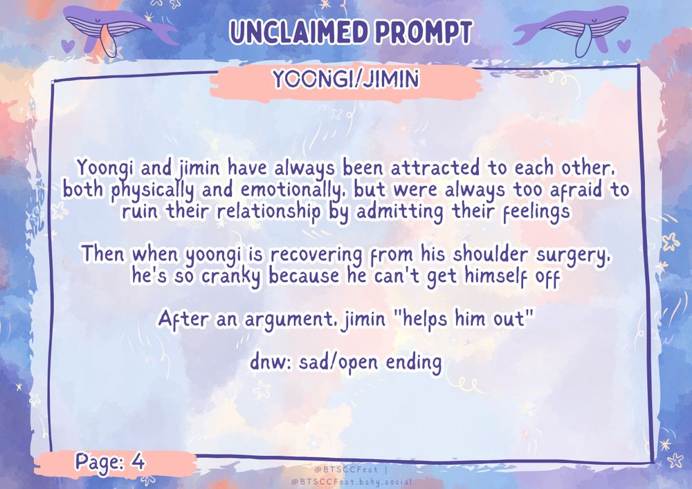 Yoongi and jimin have always been attracted to each other, both physically and emotionally, but were always too afraid to ruin their relationship by admitting their feelings  Then when yoongi is recovering from his shoulder surgery, he's so cranky because he can't get himself off  After an argument, jimin "helps him out"   dnw: sad/open ending