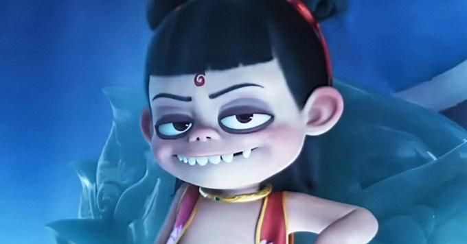 Animated image of a smiling demon child 