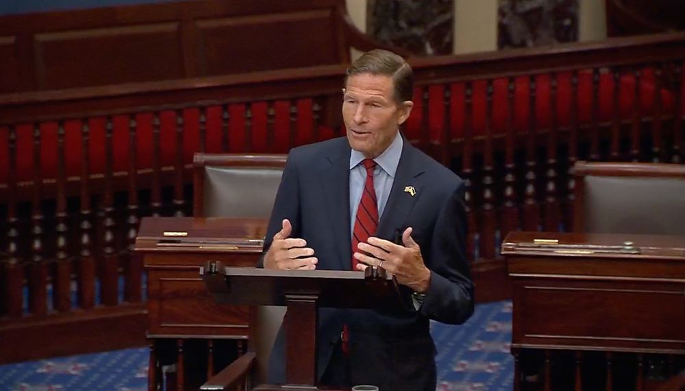 Senator Richard Blumenthal speaking on the Senate floor.