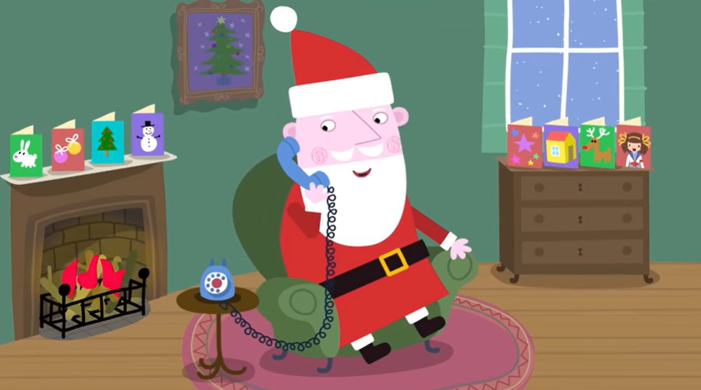 A scene of Father Christmas (Santa) in Ben and Holly