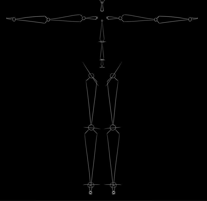 Traced octahedral bones from the rig i made in the block out phase to see if the avatar fits in full body