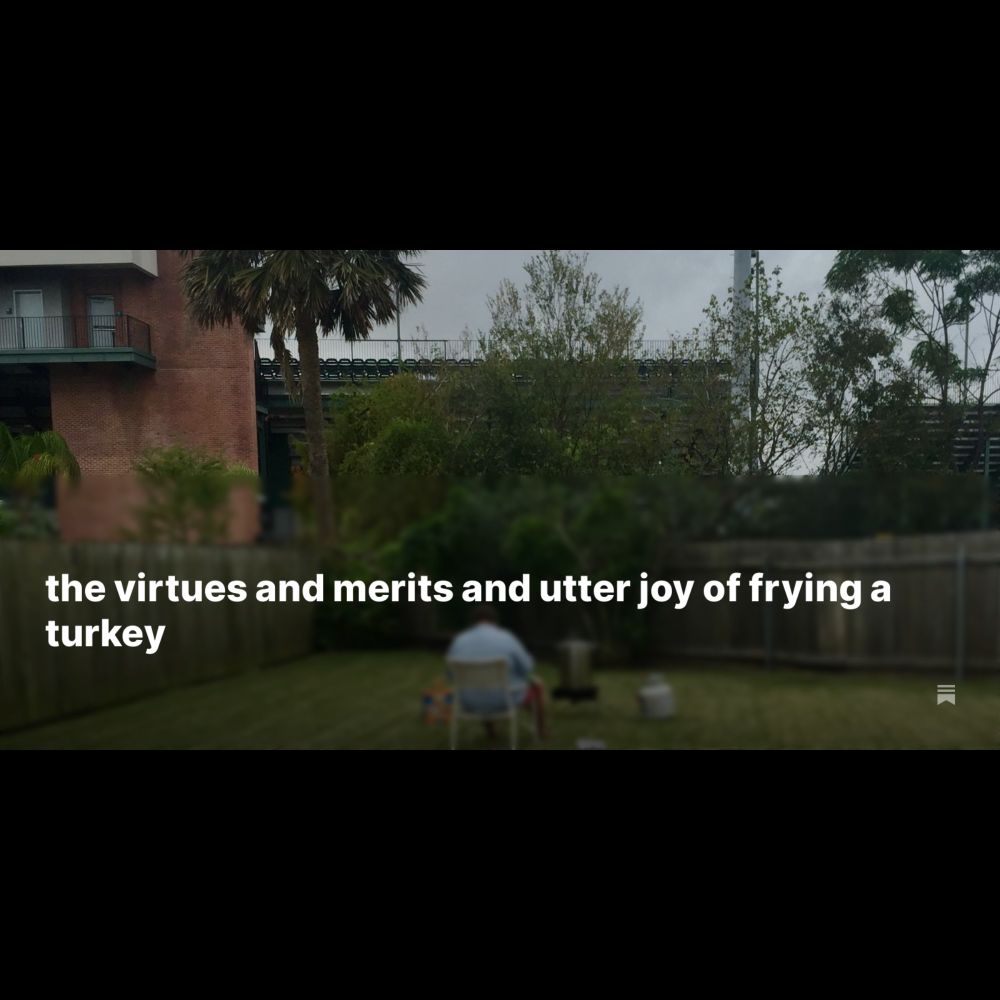 the virtues and merits and utter joy of frying a turkey