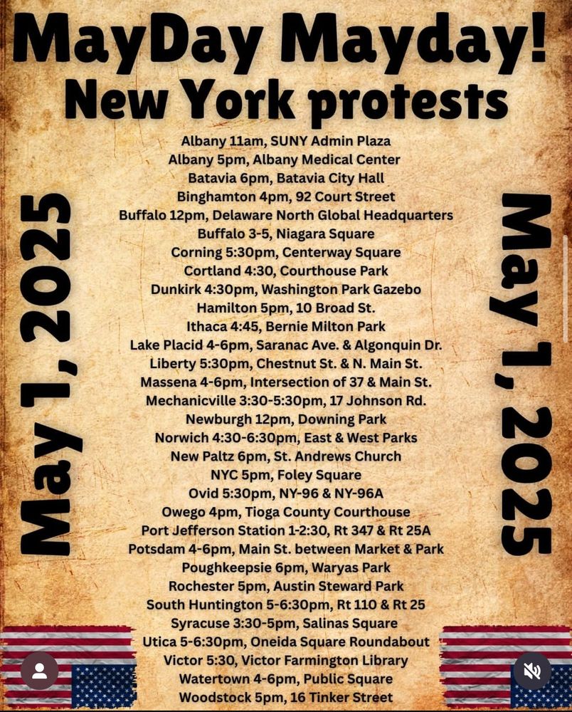 A list of May Day 2025 protests in New York State 
