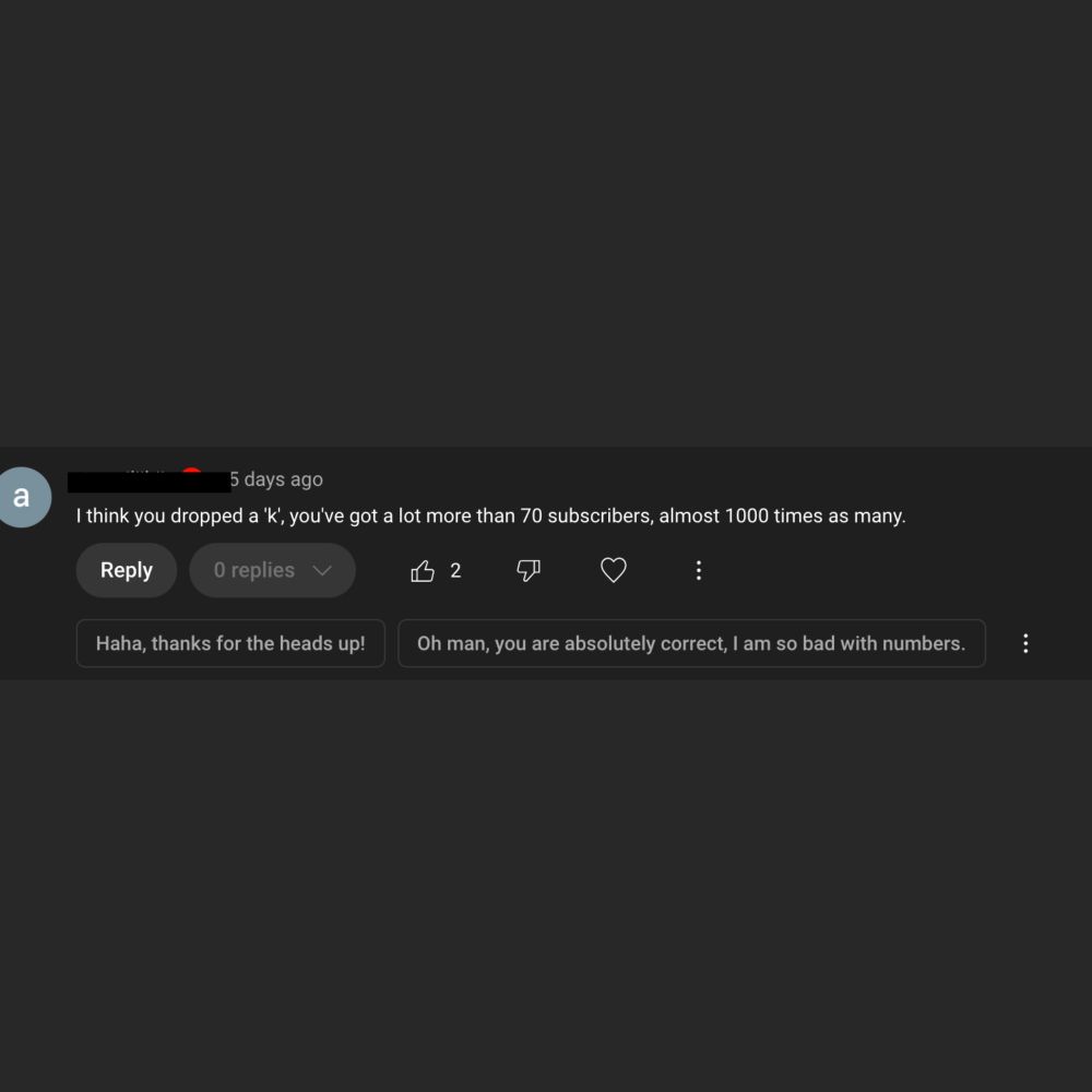 Experiment Time!!! So you’re probably aware that YTers now have an internal tool to “respond” to comments with “AI”. Mine are all kind of self deprecating an...