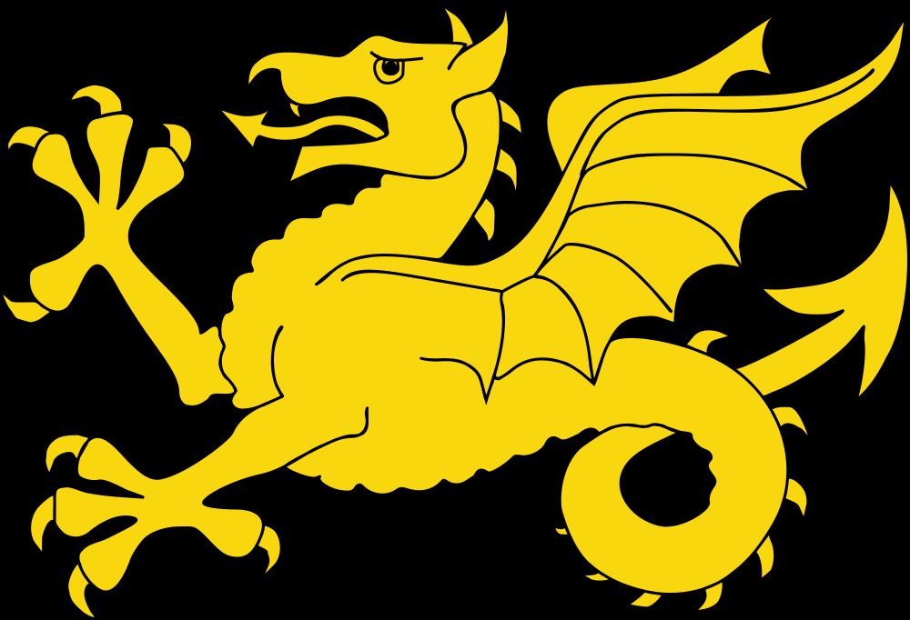 Pictured is the golden wyvern, associated with the House of Wessex


