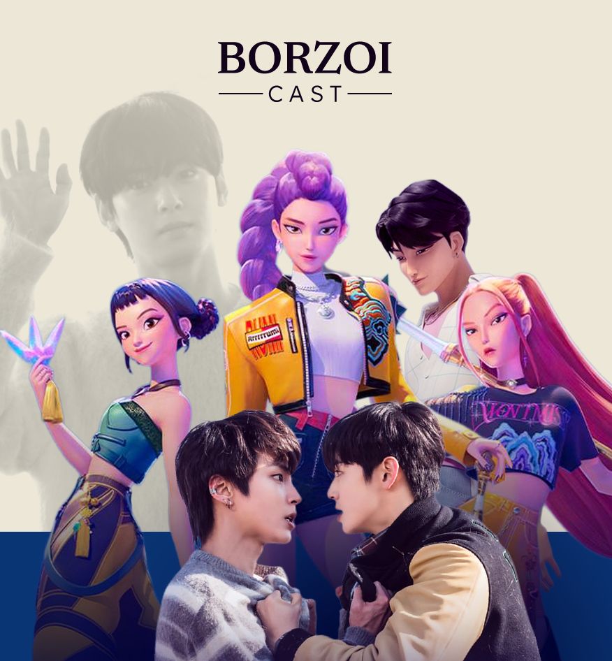 A preview image for the upcoming episode of BORZOI Cast with the heroes of KPop Demon Hunters, Cha Eun-woo and others are depicted in a triangular composition