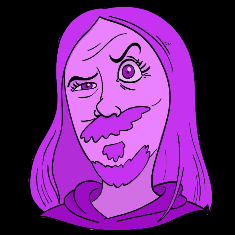 purple cartoon selfie