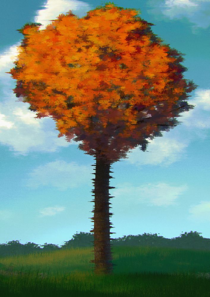 a glitchy tree with awkward proportions