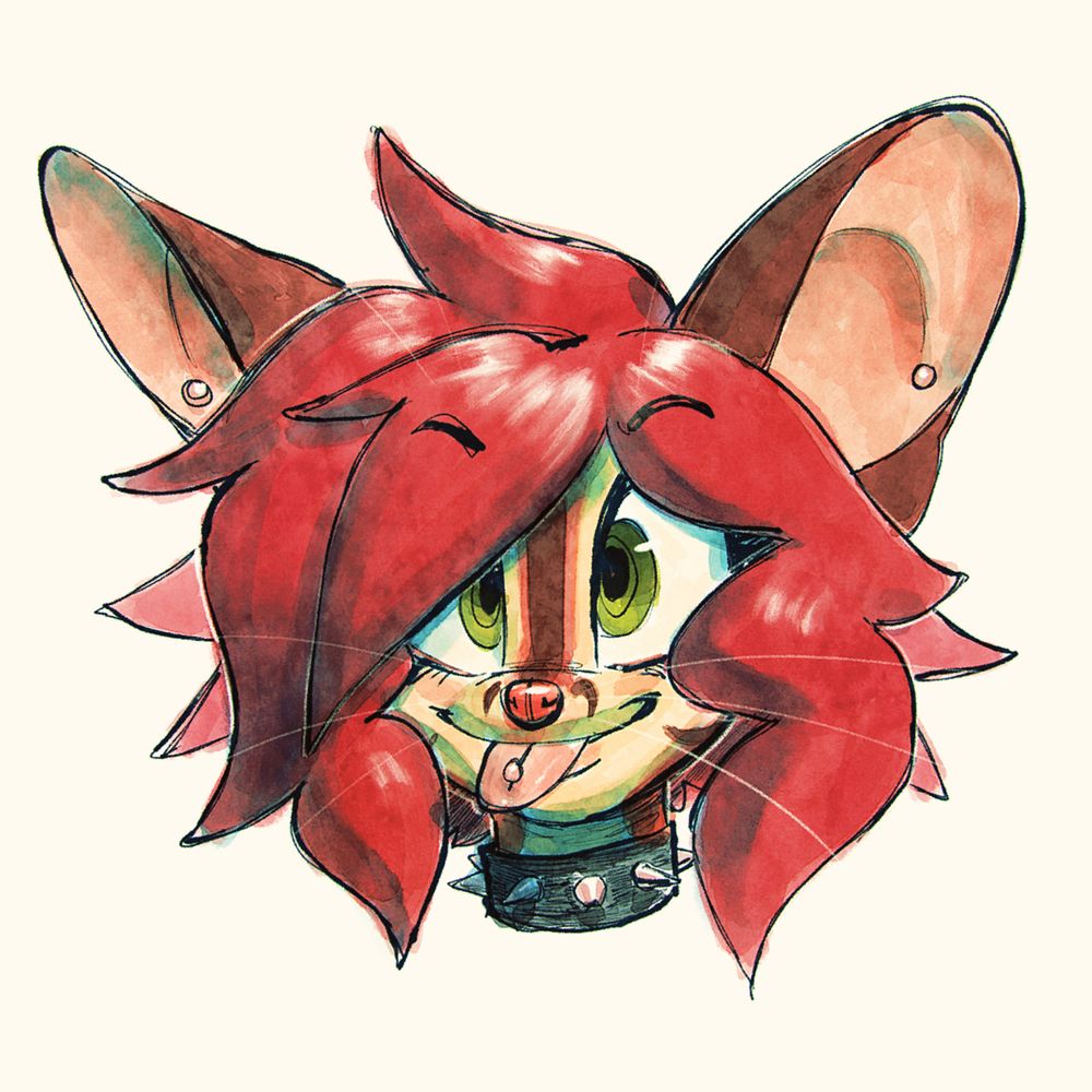 headshot of an anthro ringtail girl