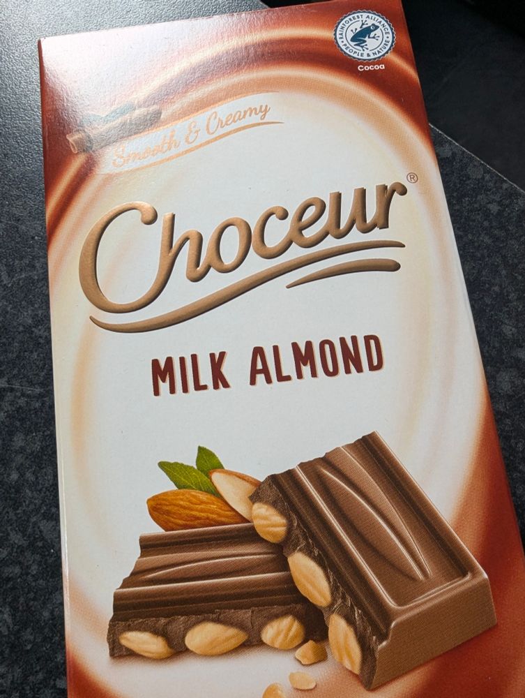 A chocolate bar called Choceur Milk Almond.