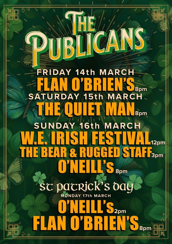 Publicans poster for St Patricks Weekend
