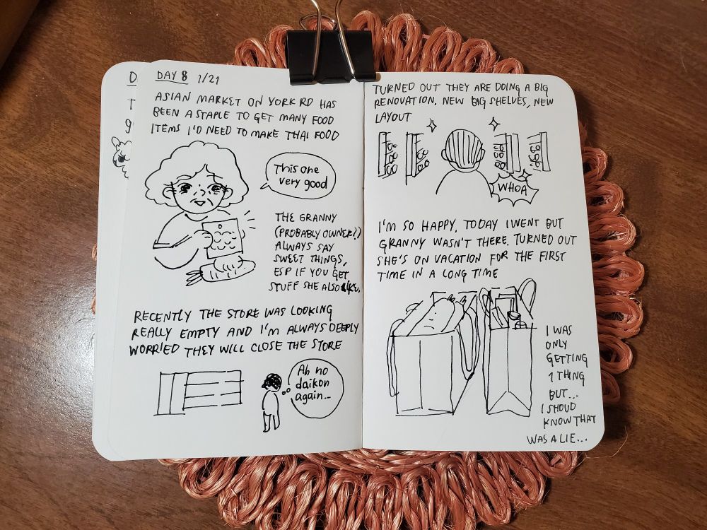 A comic spread telling stories about my favorite local asian grocery store called "Asian Market" on York Rd in Baltimore.