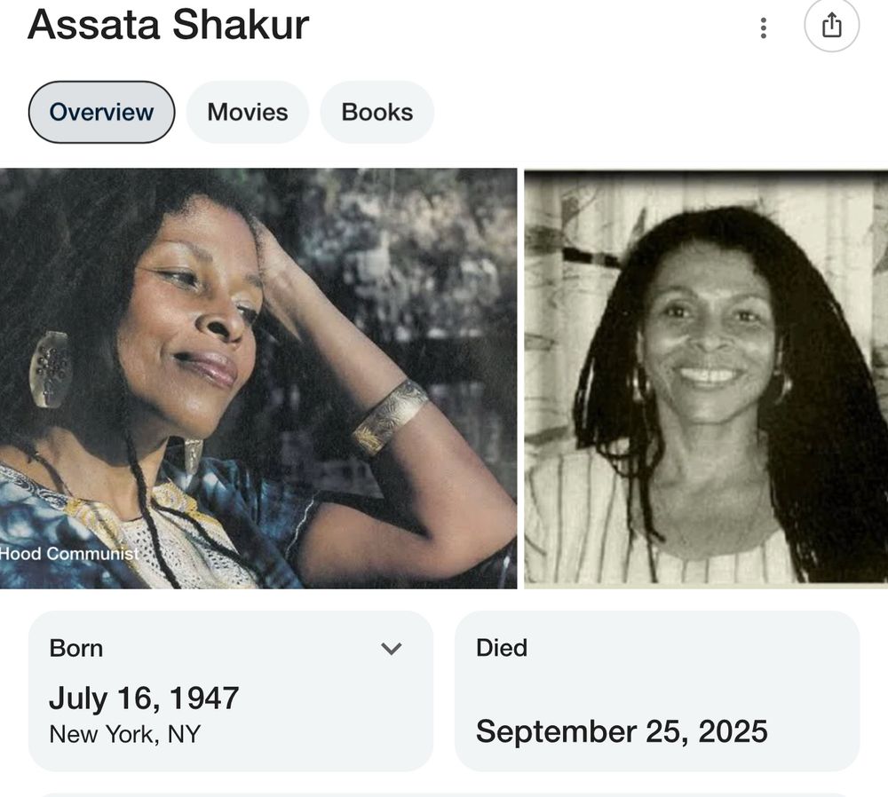 Photograph of former Black Panther and lifelong Activist Assata Shakur, July 16th 1947 - September 25th, 2025z