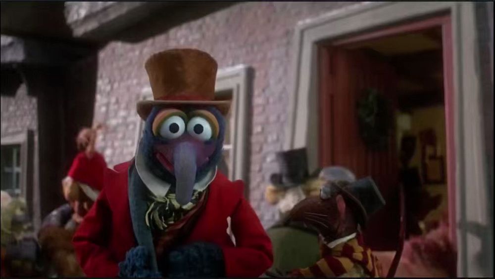 gonzo in muppet christmas carol during the "tiny tim who did NOT die" scene