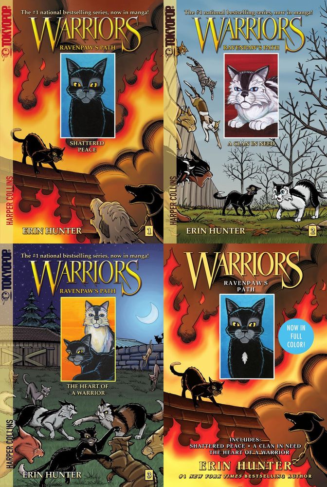 Ravenpaw's Path series by Erin Hunter, all covers in a 2x2 grid