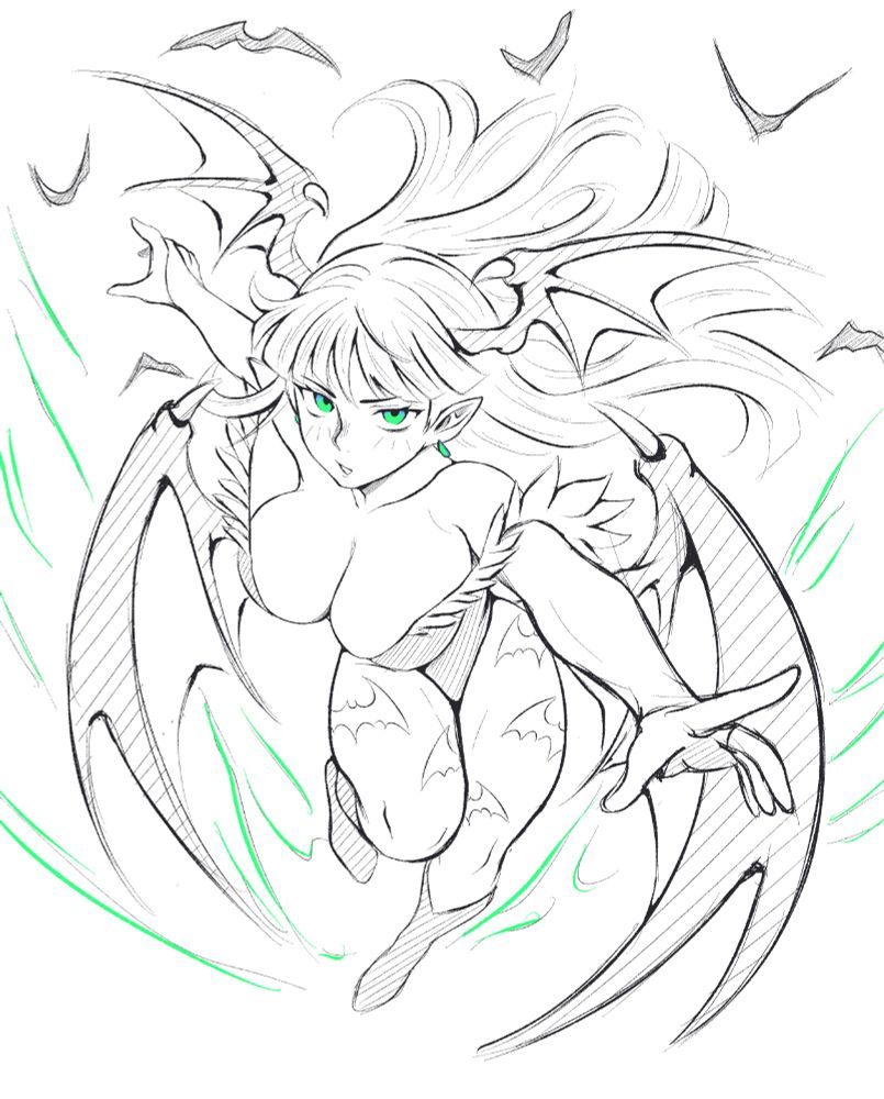 Morrigan Aensland flying at you looking quite pissed