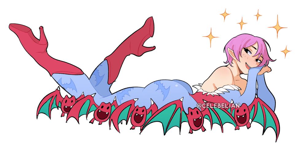 Lilith floating on bats