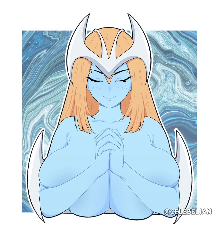 A well endowed Mystical Elf from Yu Gi Oh