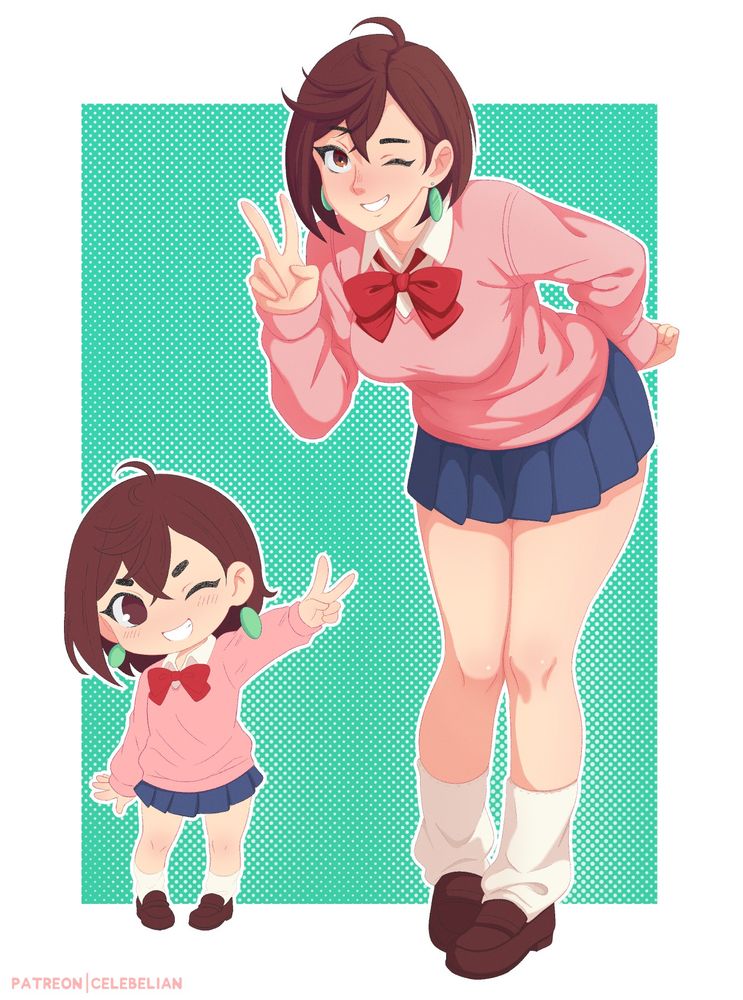 Momo Ayase from Dandadan, chibi and full body.