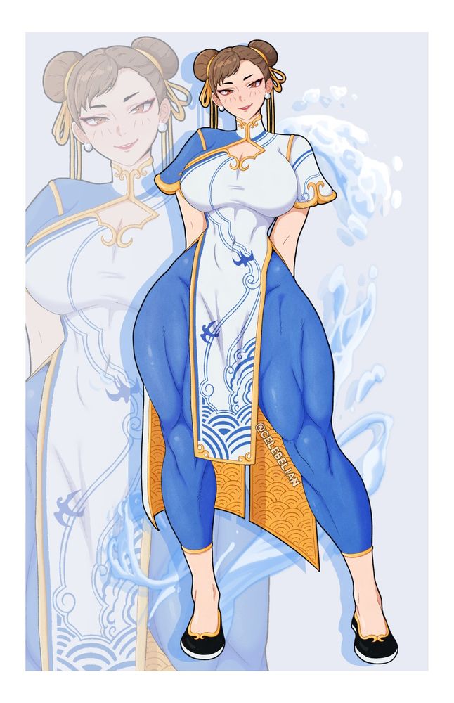 Chun-Li in her Street Fighter 6 outfit sporting some very muscular legs.