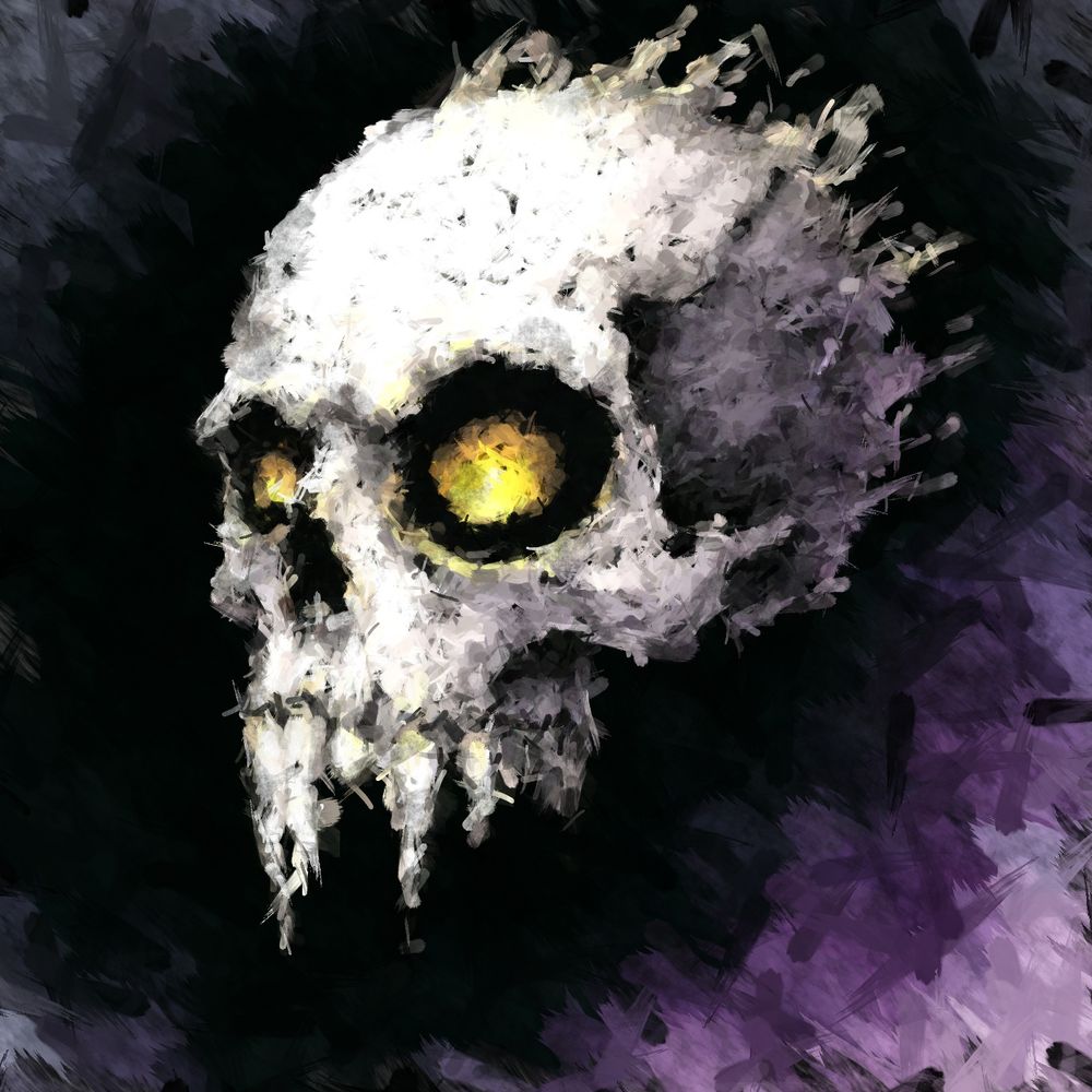 digital painting of a scary spooky skeleton